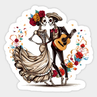 Day Of The Dead Dancing Skeletons 8 Sticker